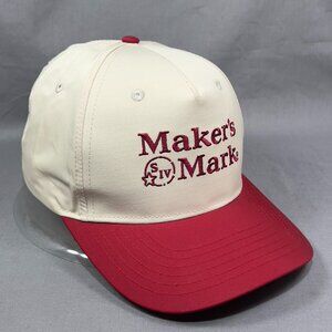 Makers Mark Bourbon Whiskey Snapback Hat Red 5 panel Golfer Kentucky USA Mens